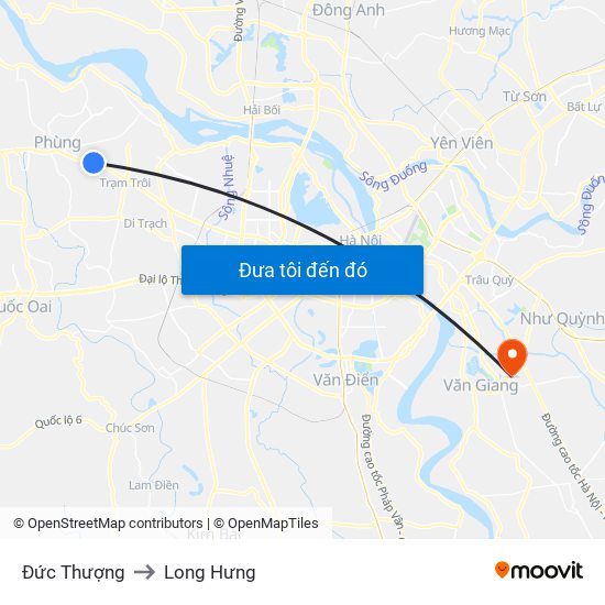 Đức Thượng to Long Hưng map