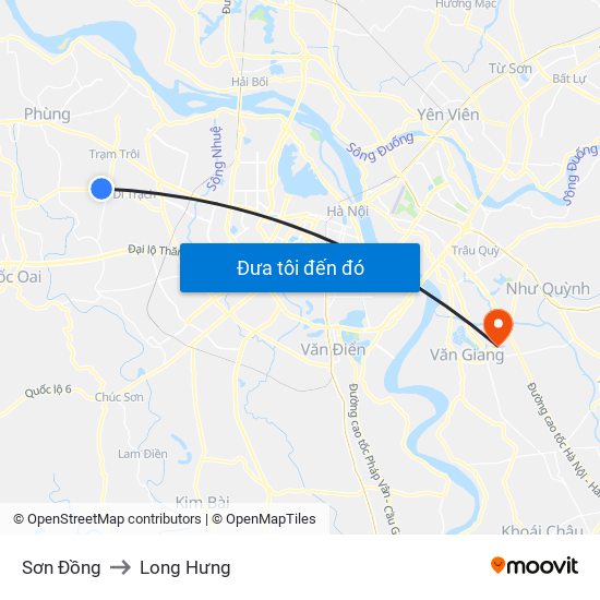 Sơn Đồng to Long Hưng map