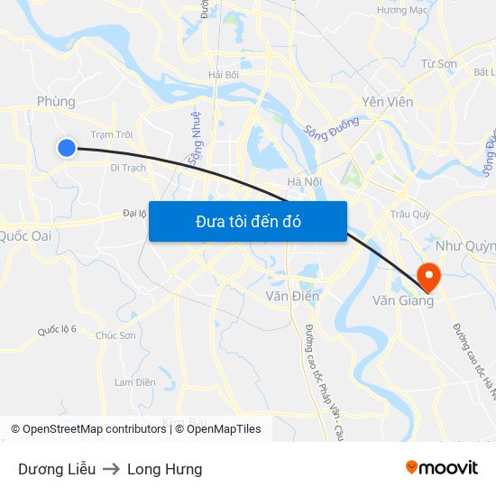 Dương Liễu to Long Hưng map