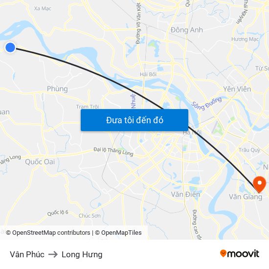 Vân Phúc to Long Hưng map