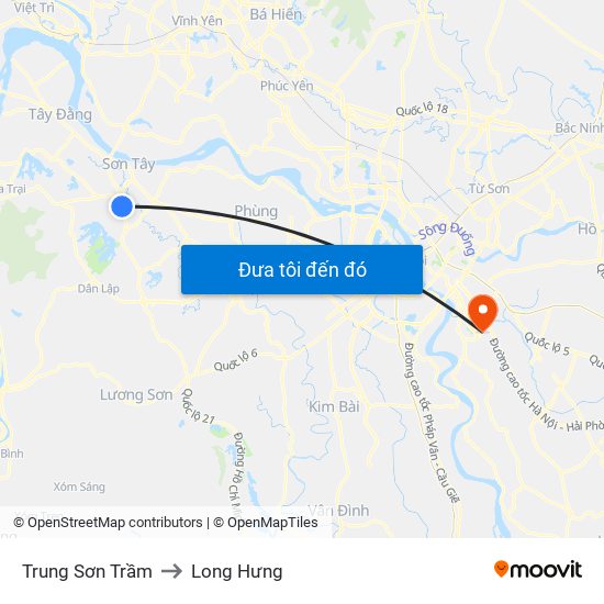 Trung Sơn Trầm to Long Hưng map