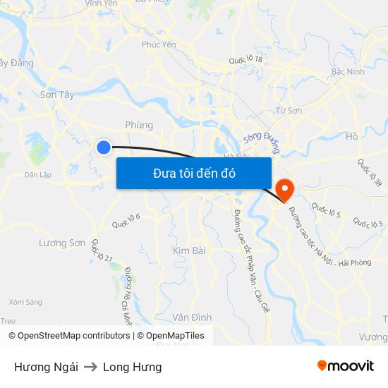 Hương Ngải to Long Hưng map