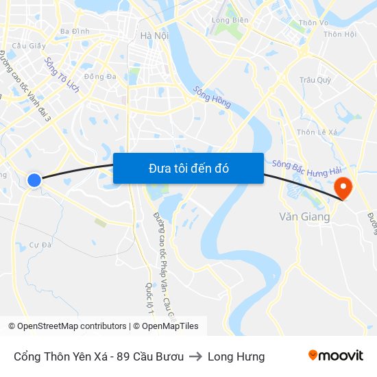 Cổng Thôn Yên Xá - 89 Cầu Bươu to Long Hưng map