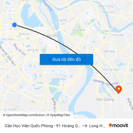 Gần Học Viện Quốc Phòng - 91 Hoàng Quốc Việt to Long Hưng map