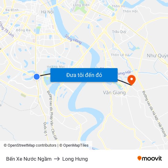 Bến Xe Nước Ngầm to Long Hưng map