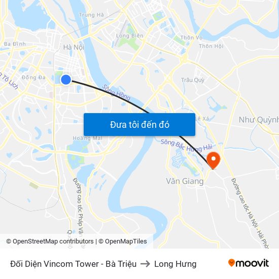 Đối Diện Vincom Tower - Bà Triệu to Long Hưng map