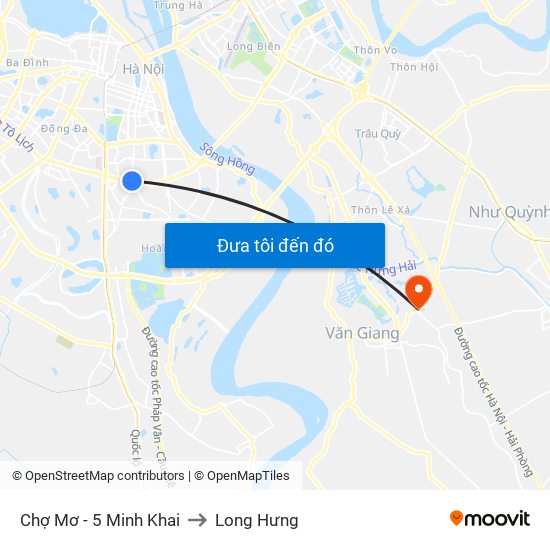 Chợ Mơ - 5 Minh Khai to Long Hưng map
