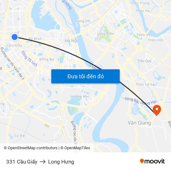 331 Cầu Giấy to Long Hưng map