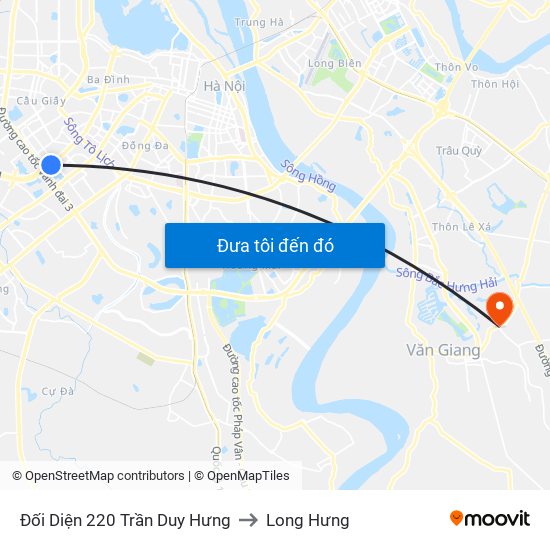 Đối Diện 220 Trần Duy Hưng to Long Hưng map
