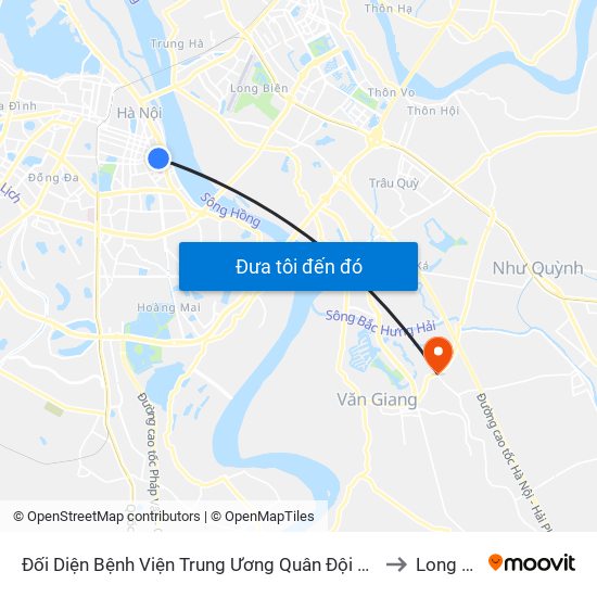 Đối Diện Bệnh Viện Trung Ương Quân Đội 108 - Trần Hưng Đạo to Long Hưng map