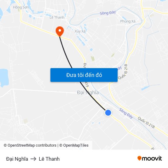 Đại Nghĩa to Lê Thanh map
