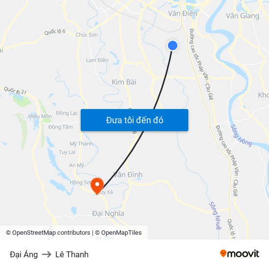 Đại Áng to Lê Thanh map