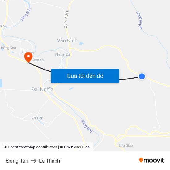 Đồng Tân to Lê Thanh map