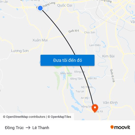 Đồng Trúc to Lê Thanh map