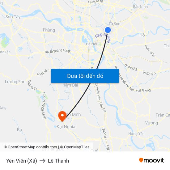 Yên Viên (Xã) to Lê Thanh map