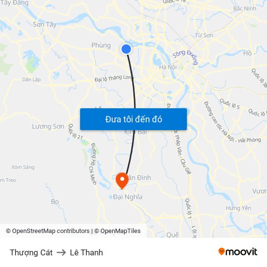 Thượng Cát to Lê Thanh map