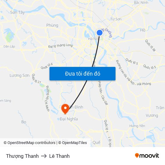 Thượng Thanh to Lê Thanh map