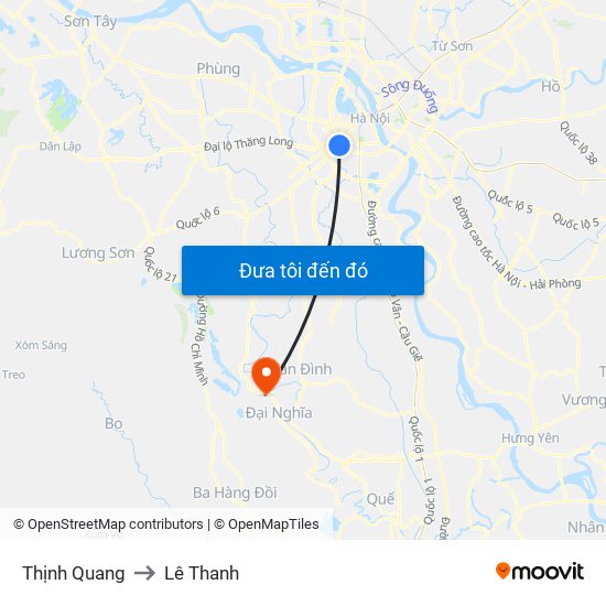 Thịnh Quang to Lê Thanh map