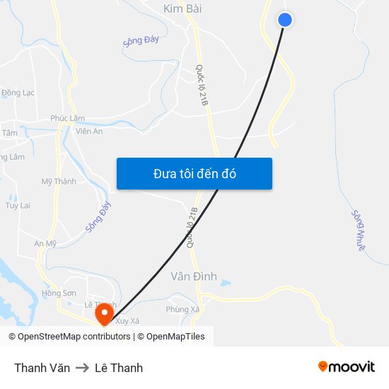 Thanh Văn to Lê Thanh map