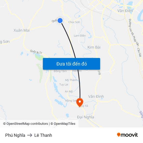 Phú Nghĩa to Lê Thanh map