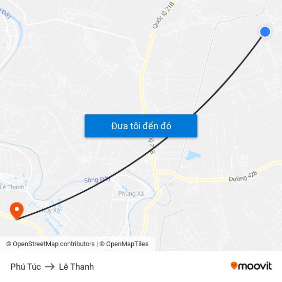 Phú Túc to Lê Thanh map