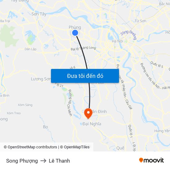 Song Phượng to Lê Thanh map