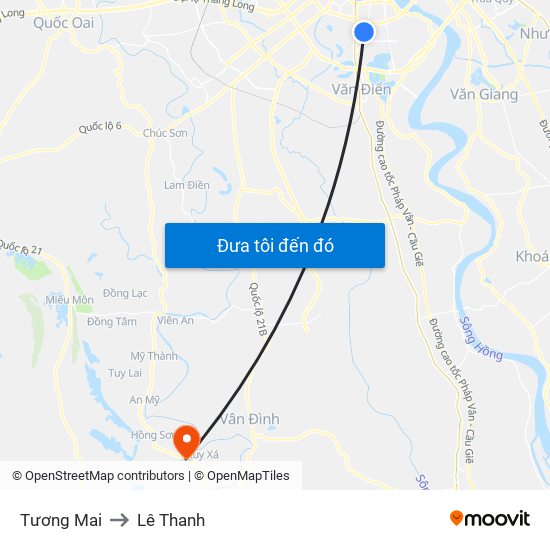 Tương Mai to Lê Thanh map