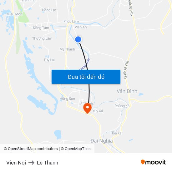 Viên Nội to Lê Thanh map