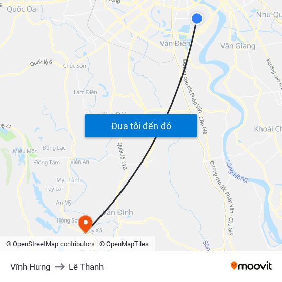 Vĩnh Hưng to Lê Thanh map