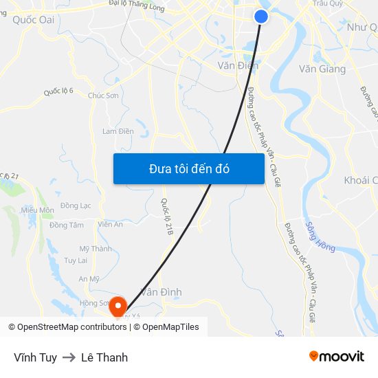 Vĩnh Tuy to Lê Thanh map