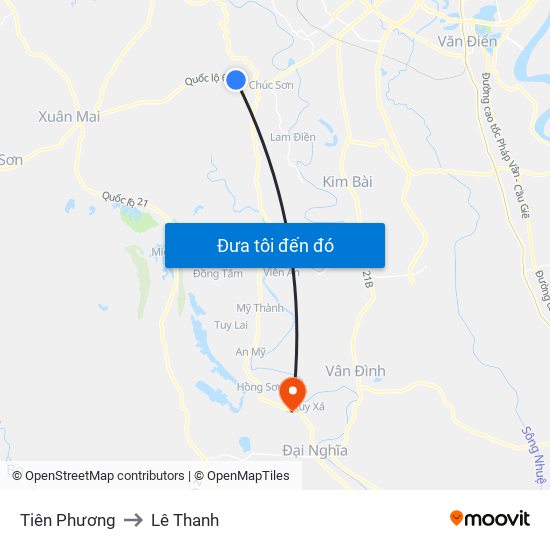 Tiên Phương to Lê Thanh map