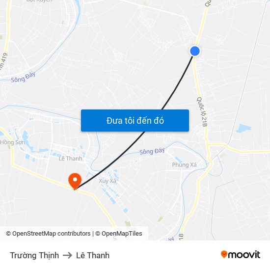 Trường Thịnh to Lê Thanh map