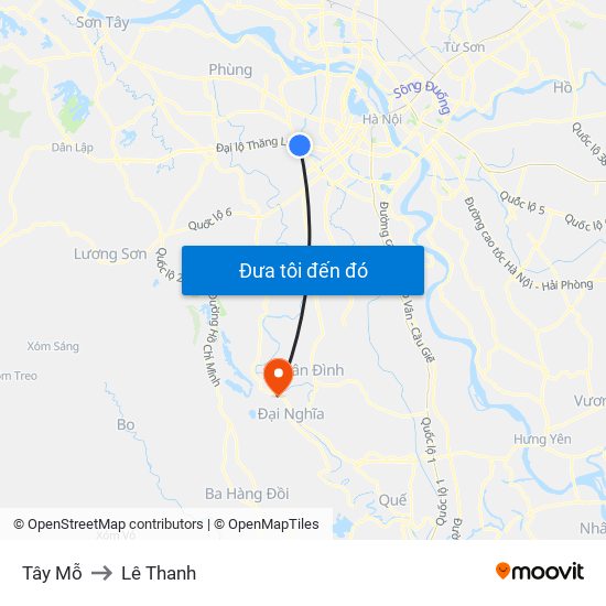 Tây Mỗ to Lê Thanh map
