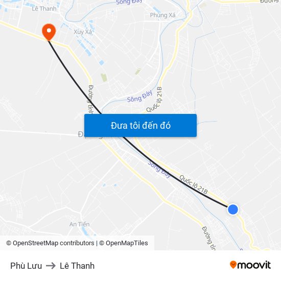 Phù Lưu to Lê Thanh map