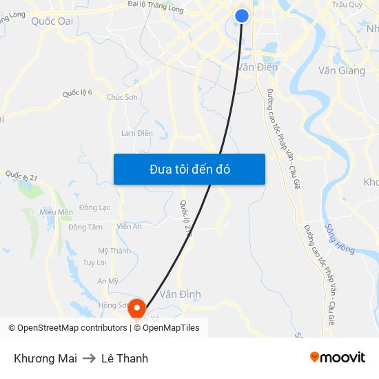Khương Mai to Lê Thanh map
