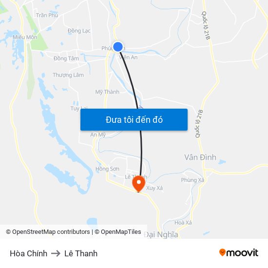 Hòa Chính to Lê Thanh map