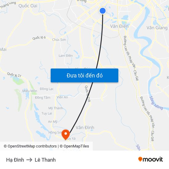 Hạ Đình to Lê Thanh map