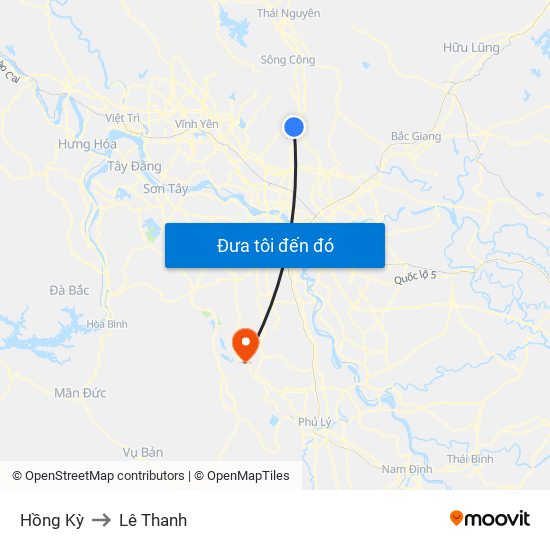 Hồng Kỳ to Lê Thanh map