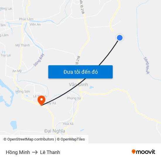 Hồng Minh to Lê Thanh map