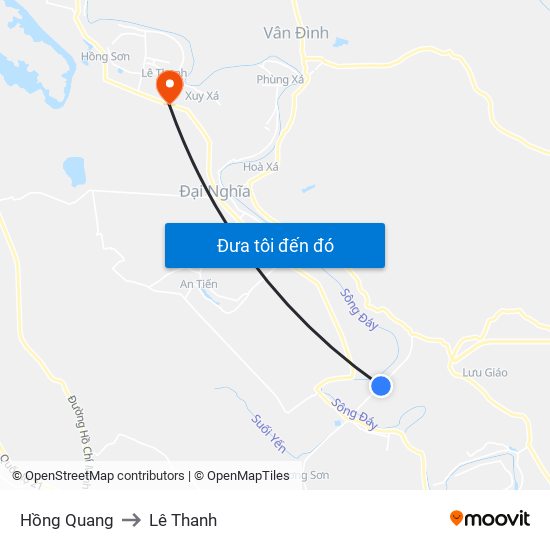 Hồng Quang to Lê Thanh map
