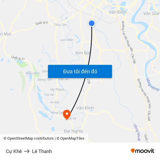 Cự Khê to Lê Thanh map