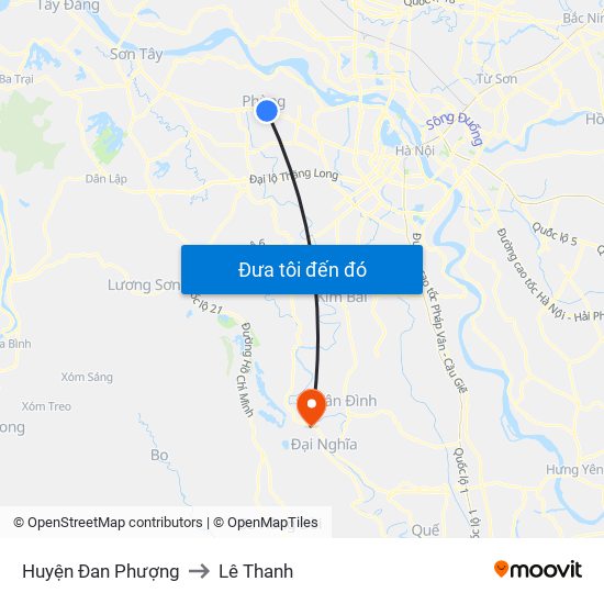 Huyện Đan Phượng to Lê Thanh map