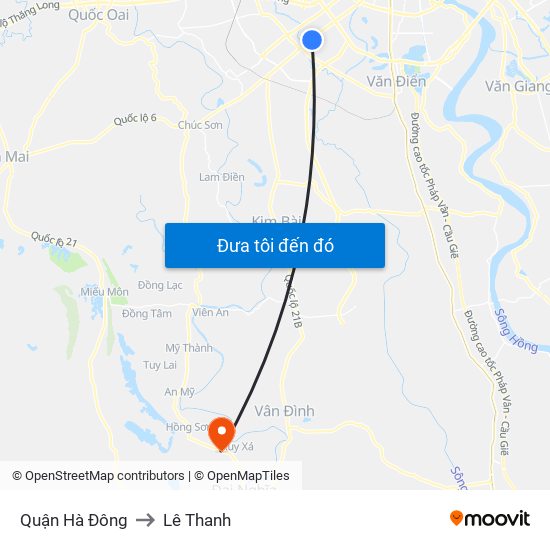 Quận Hà Đông to Lê Thanh map