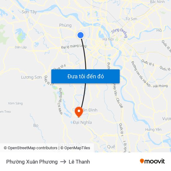 Phường Xuân Phương to Lê Thanh map