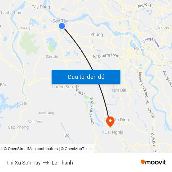 Thị Xã Sơn Tây to Lê Thanh map