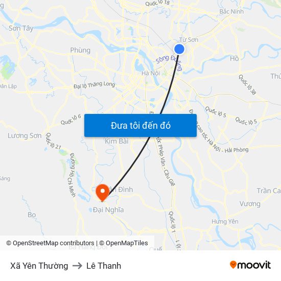 Xã Yên Thường to Lê Thanh map