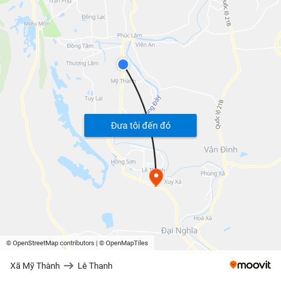 Xã Mỹ Thành to Lê Thanh map