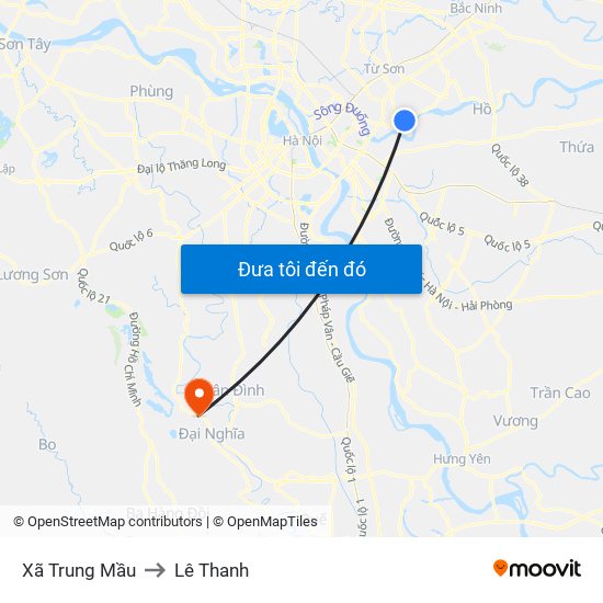 Xã Trung Mầu to Lê Thanh map