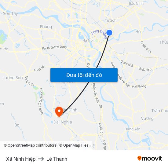 Xã Ninh Hiệp to Lê Thanh map