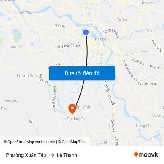 Phường Xuân Tảo to Lê Thanh map